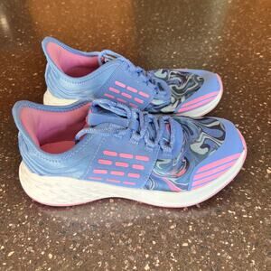Athletic Works Girls sneakers blue and pink Lace up tennis shoes size  youth 2